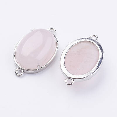 Brass Natural Rose Quartz Links connectors