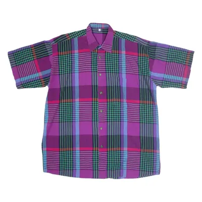 Shirt Purple Check Short Sleeve Mens M