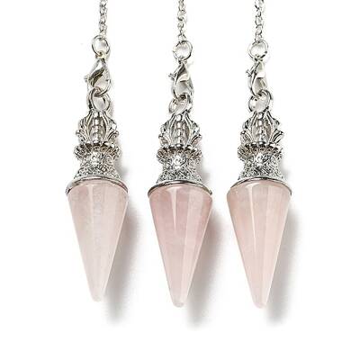 Natural Rose Quartz Pointed Dowsing Pendulums