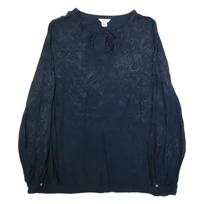 MONSOON Womens Printed Blouse Blue V-Neck Long Sleeve Paisley UK 12