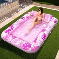 Sloosh-L/XL Inflatable Tanning Pool Lounge Float With Cup Holder, 70“X46”/85″ x 57″ Extra Large Pool Floats Adult wit...
