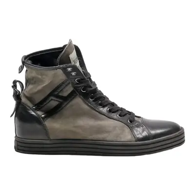 HOGAN High Top Trainers Grey Leather Womens UK 5.5