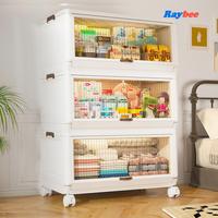 Raybee Furniture 85 GAL Stackable Storage Bins with Lids, Large Storage Containers Plastic Storage Bins with wheels, Foldable...