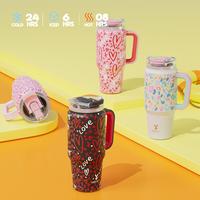 Meoky Double Mouth Car Mug with Handle, Reusable Vacuum Insulated Stainless Steel Coffee Mug, Keeps Cold for 24 Hours or Hot ...