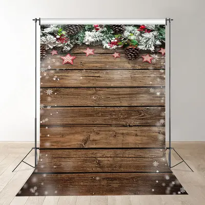 Aperturee Snowy Wood Red Star Christmas Backdrop For Photo?