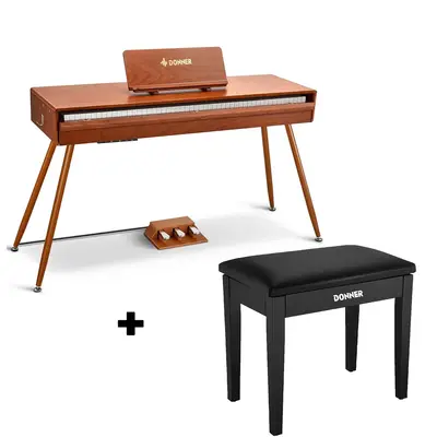 Donner DDP-80 PRO Solid Wood Digital Piano - Piano+Black Bench