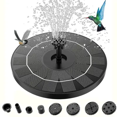 Solar Fountain, Solar Panel, 1 Count Solar Fountain with Nozzles, Suitable for Garden, Pond, Pool, Fish Tank, Aquarium and Ou...