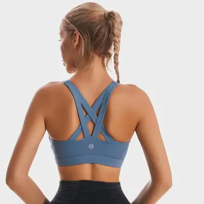 RUNNING GIRL Sports Bra for Women Criss-Cross Back Padded Strappy Sports Bras High Support Gym Bra with Removable Cups Underw...