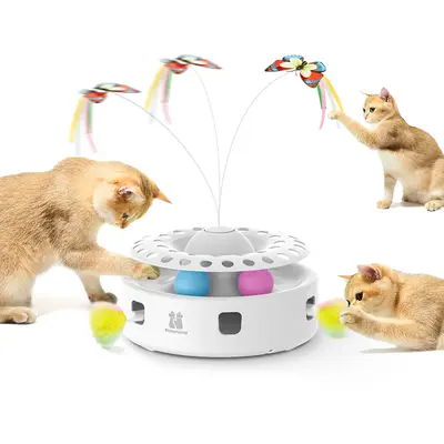 Potaroma 3in1 Cat Toys Automatic Interactive Kitten Toy, Fluttering Butterfly, Moving Ambush Feather, Track Balls, Dual Power...
