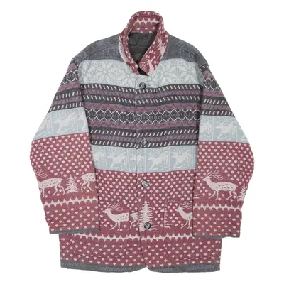 GARRY Mens Coat Red Wool Fair Isle M