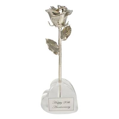 20th Anniversary Gift: 8 Platinum Rose in Heart Vase