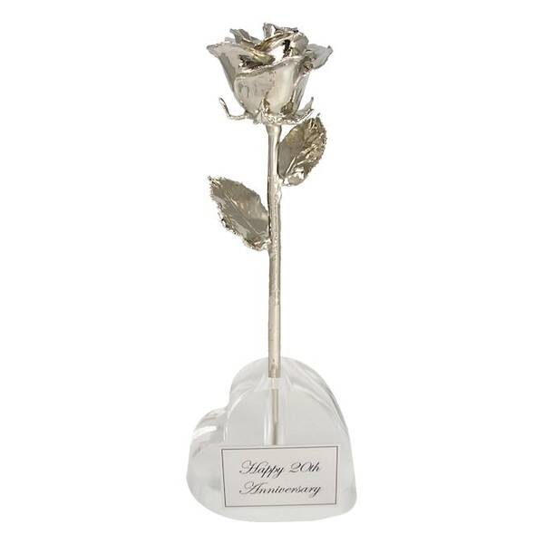 20th Anniversary Gift: 8 Platinum Rose in Heart Vase