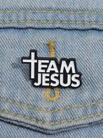 Team Jesus Design Brooch, Letter Pattern Enamel Pin, Fashion Alloy Badge for Daily Clothing Decor, Trendy All-match & Exqui...