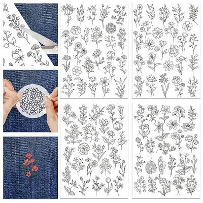 4 Sheets 11.6x8.2 Inch Stick and Stitch Embroidery Patterns