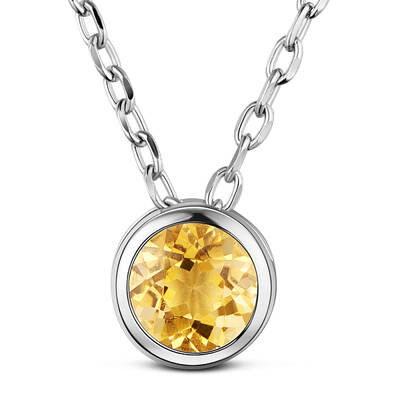 Rhodium Plated 925 Sterling Silver Rhinestone Pendant Necklace
