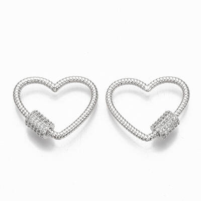 Brass Micro Pave Clear Cubic Zirconia Screw Carabiner Lock Charms