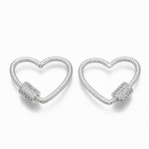 Brass Micro Pave Clear Cubic Zirconia Screw Carabiner Lock Charms