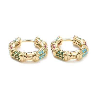 Brass Micro Pave Cubic Zirconia Huggie Hoop Earrings