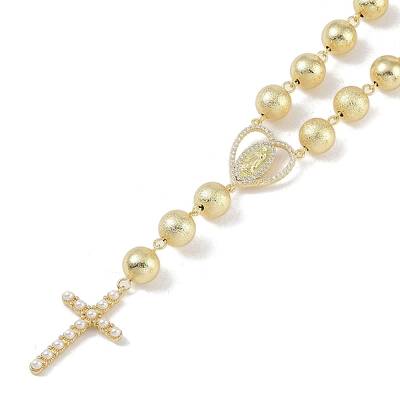 Brass Micro Pave Clear Cubic Zirconia & Plastic Pearl Pendant Necklaces