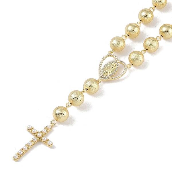 Brass Micro Pave Clear Cubic Zirconia & Plastic Pearl Pendant Necklaces