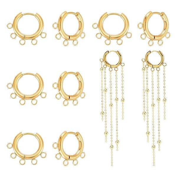 5 Pair 304 Stainless Steel Hoop Earring Findings