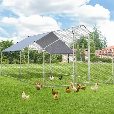 YODOLLA Spire Chicken Coop Run, Effectively Prevents Predators, Large Walk-in Metal Chicken Cage with Chain Link Fence, Suita...