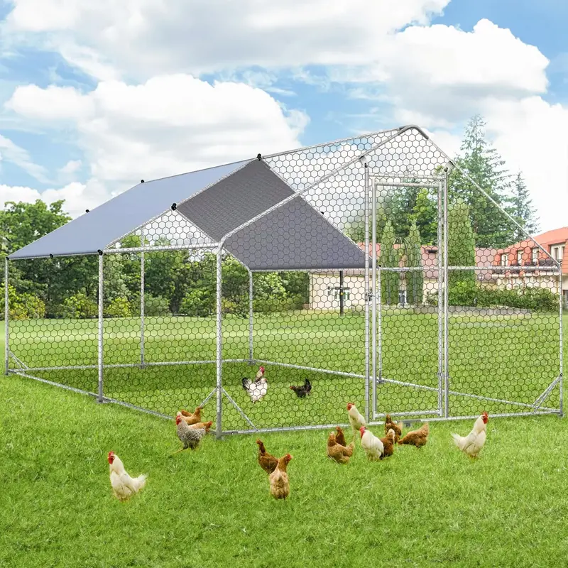 YODOLLA Spire Chicken Coop Run, Effectively Prevents Predators, Large Walk-in Metal Chicken Cage with Chain Link Fence, Suita...