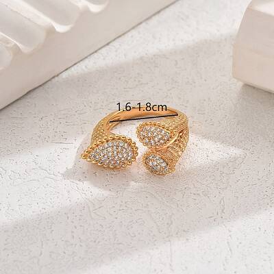 Vintage Luxury Teardrop Brass Cuff Ring
