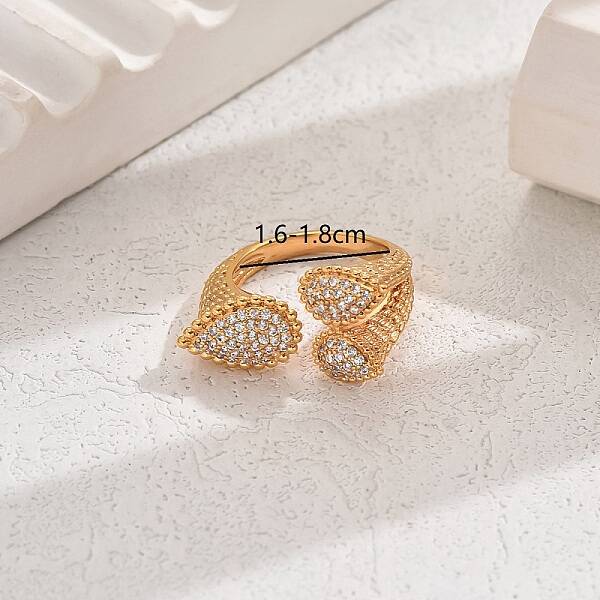 Vintage Luxury Teardrop Brass Cuff Ring