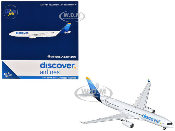 Airbus A330-300 Commercial Aircraft Discover Airlines (D-AIKK) White with Blue Tail 1/400 Diecast Model Airplane by GeminiJet...