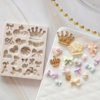 Random Color Mini Crown Bow Fondant Mold, 1 Count Silicone Cake Decorating Mold, Chocolate Mold, Baking Cake Tool for Home Ki...