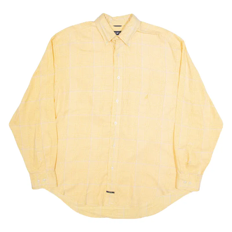 NAUTICA Mens Shirt Yellow Check Long Sleeve L