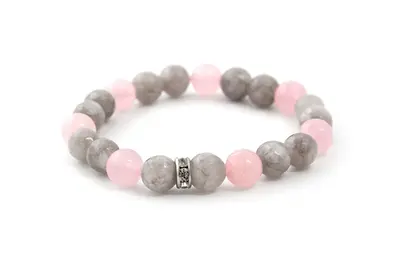 Agato Bracelet with jade pearls and rose quartz MINK18/17