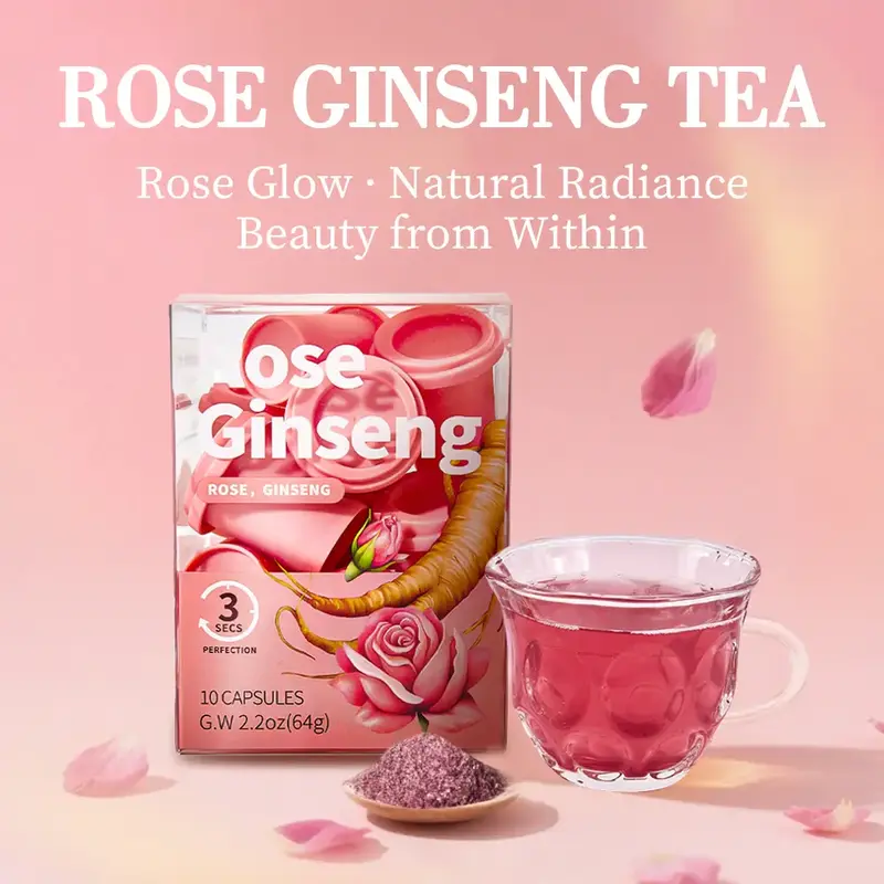 SAIPIN Rose & American Ginseng Tea – 10 Capsules | Sugar-Free, Caffeine-Free Herbal Blend | Daily Wellness, Beauty & Travel...