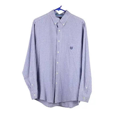 Chaps Denim Checked Shirt - Medium Purple Cotton Blend