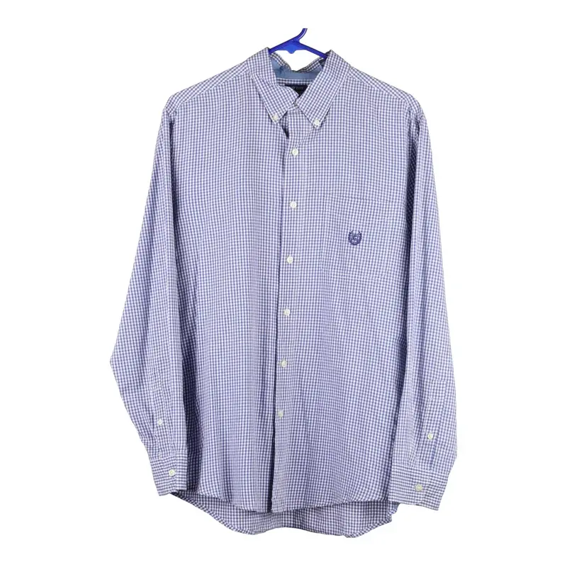 Chaps Denim Checked Shirt - Medium Purple Cotton Blend