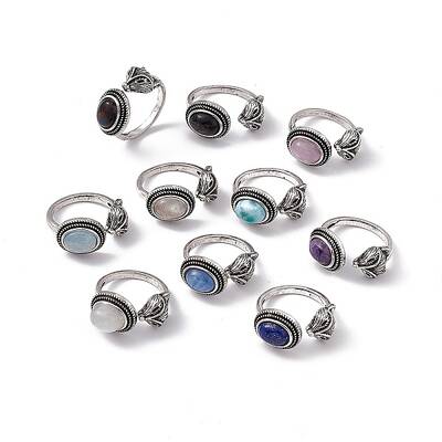 Fox Natural Gemstone Cuff Rings