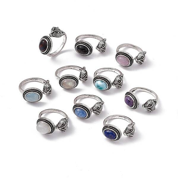 Fox Natural Gemstone Cuff Rings