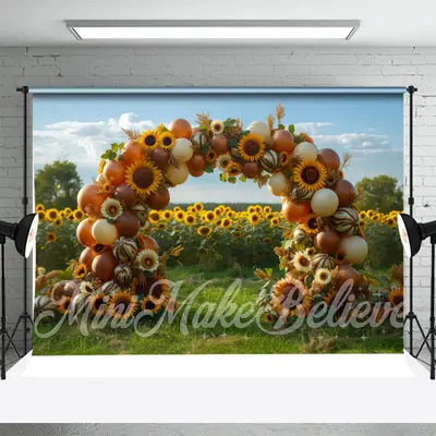 Sunflower Field Arch Birthday Cake Smash Backdrop - Aperturee
