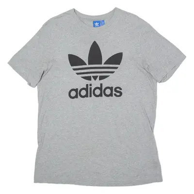 ADIDAS ORIGINALS Mens T-Shirt Grey Crewneck L