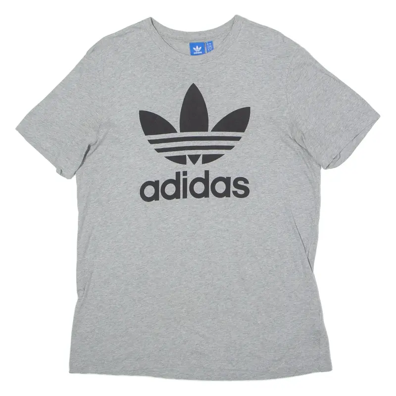 ADIDAS ORIGINALS Mens T-Shirt Grey Crewneck L