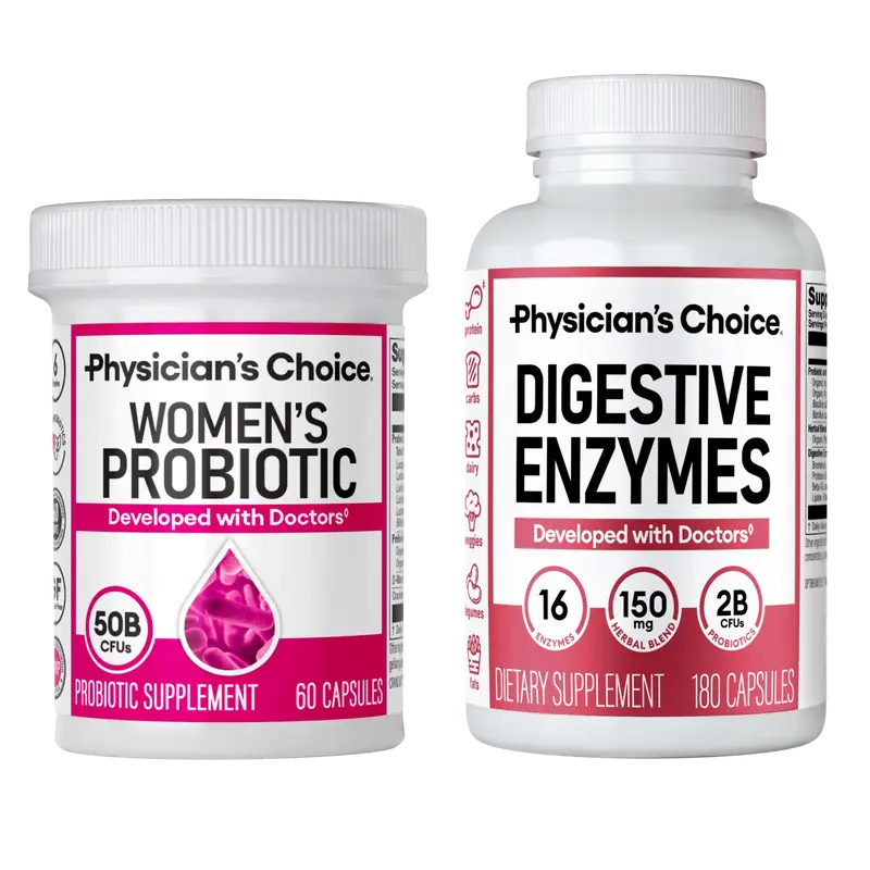 Physician's Choice Women's Health Value Bundle: Digestive Enzymes 180ct + Women's Probiotic 60ct - Digestion, Immune & Urinar...