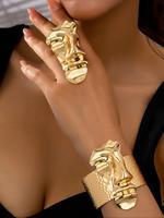 Creative Face Design Cuff Bangle, Fashionable Jewelry for Women for Party, Daily Clothing Decor, Trendy All-match & Exquisite...