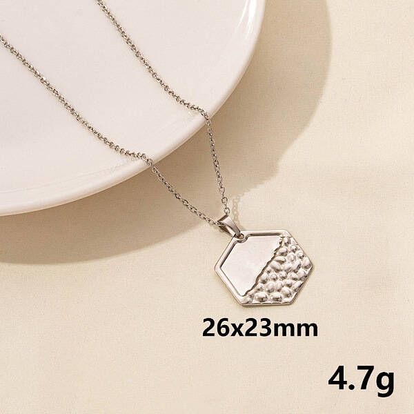304 Stainless Steel Hexagon Pendant Necklaces