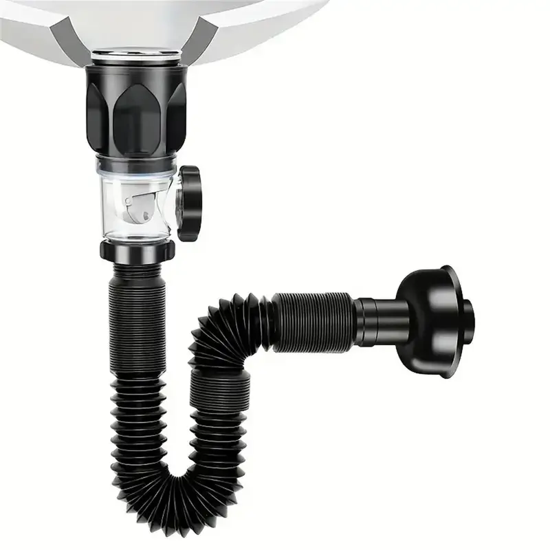 Bathroom Sink Drain with Stopper (1 Count), Anti Odor Expandable Flexible Universal Sink Drain Pipe, Sink Drain for Bathroom ...