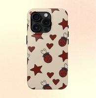 Red Ladybug Stars Hearts Yellow Phone Case Y2K Cute Bug Pattern Cool Girl MagSafe Case Phone - Case iP 16 15 14 13 12 11 X