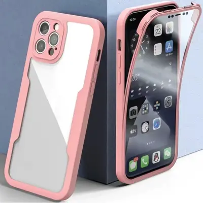 Solid Color Phone Case with Build-in Screen Protector, Full Body Shockproof Phone Protective Cover, Phone Accessory Compatibl...