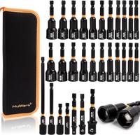 MulWark 29 Pcs Magnetic Nut Driver Set, Impact drill socket adapter, SAE and Metric with Magnetic Bit Holder, Quick Release E...