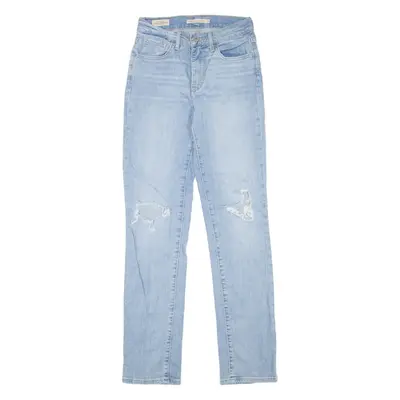 LEVI'S 724 High Rise BIG E Womens Jeans Blue Regular Straight Denim Stone Wash W25 L30