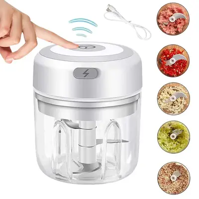250ml Food Processor, Mini Electric Garlic Chopper, USB Rechargeable Food Processor for Vegetable Pepper Onion Garlic Ginger ...